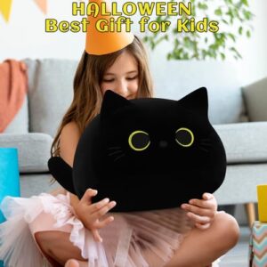 Auspicious beginning Black Cat Plush Toy-19'' Giant Black Cat Stuffed Animal, Black Cat Plushie Kawaii Plushies Cat Plush Pillow, Halloween Black Cat Decor Plush Toys Halloween Plush Gift for Kids