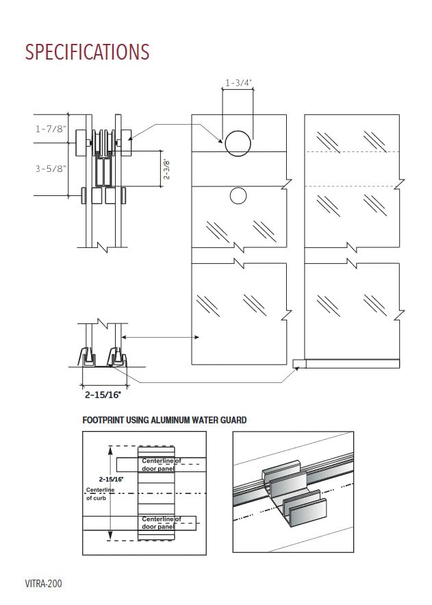 Eurotech Showers VITRA-200 56.5-60" W x 78" H Twinglide Frameless Shower Door w/ 3/8" Clear Tempered Glass (Brushed Nickel)