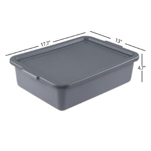 Joyeen 13 Liters Plastic Bus Tray with Lids, Grey Commercial Bus Box Tote Box Set of 3