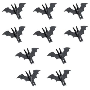 10pcs halloween bat clothes pins, windproof clothesline clips, black plastic clothespins,cartoon non-slip clip for hanging clothes outdoor