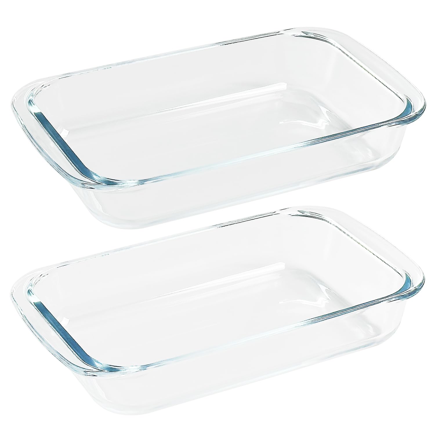 2 Pack 1-Quart Tempered Glass Oblong Baking Dishes, Personal Sized Bakeware and Cookware