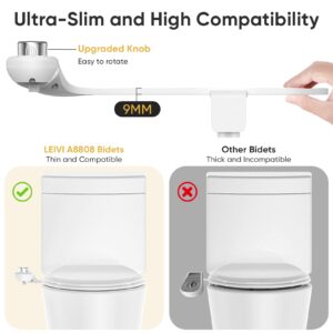 LEIVI Bidet Attachment for Toilet, Ultra-Slim Bidets for Existing Toilets with Dual Nozzle, Hygienic Toilet Bidet, Fresh Cold Water Sprayer, Adjustable Water Pressure