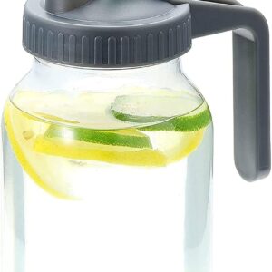 Wide Mouth Mason Jar Pour Spout Lids with Handle Reusable Plastic Flip Cap Lid,Leak-proof Airtight Seal Black, 86mm (Jar Not Included)