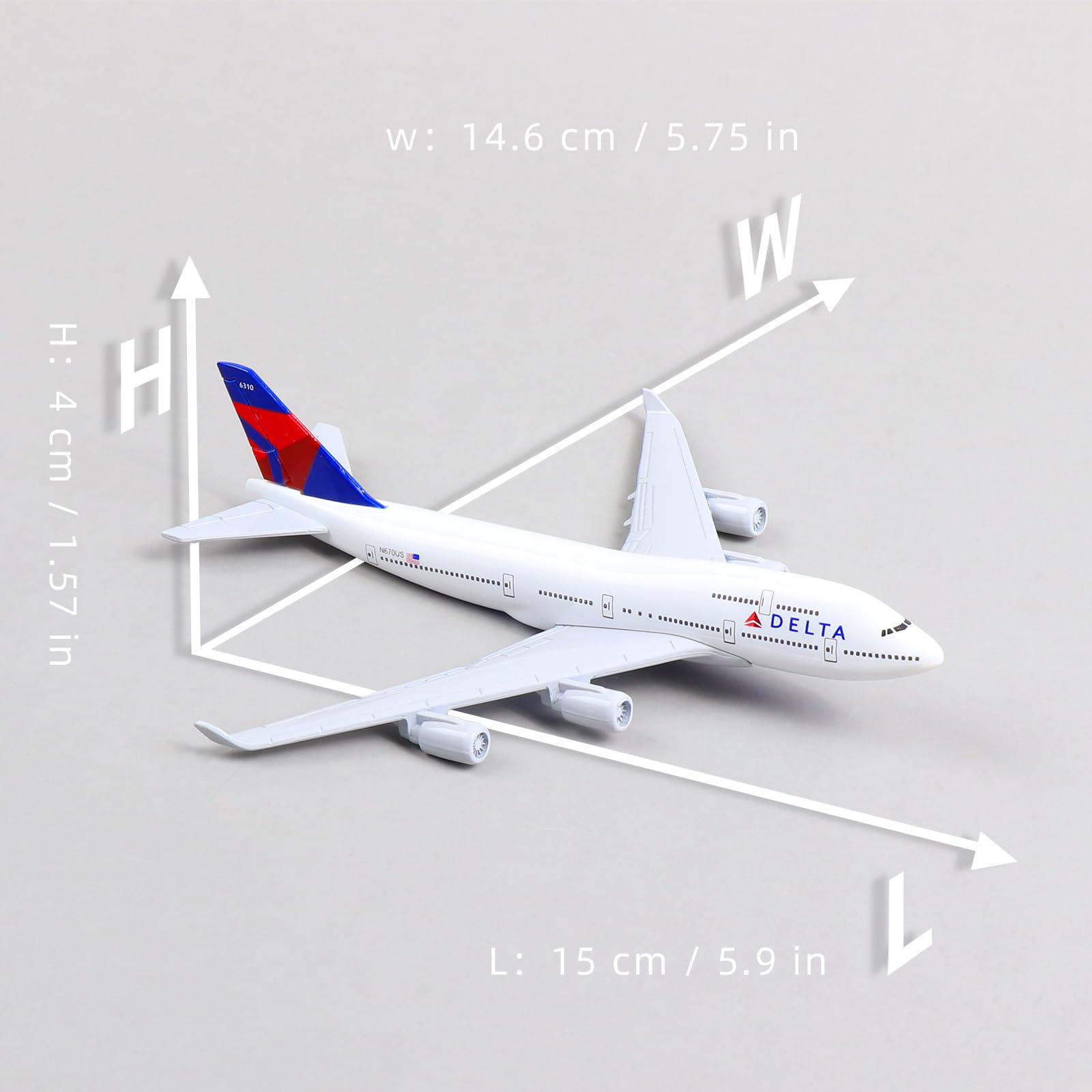 QIYUMOKE 1/400 Delta Plane 747 Model Diecast Metal Airplanes Model kit with Stand (6 inches) Boeing 747 Airlines Model Plane for Aviation Enthusiasts Gift, Desktop Display Decorations