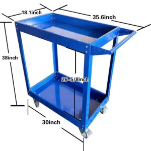 HIGOOD Heavy Duty Service Utility Cart,2 Shelf Steel, 800-Pound Capacity, 35.6 x 18.1x38-Inch