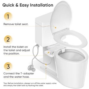 LEIVI Bidet Attachment for Toilet, Ultra-Slim Bidets for Existing Toilets with Dual Nozzle, Hygienic Toilet Bidet, Fresh Cold Water Sprayer, Adjustable Water Pressure