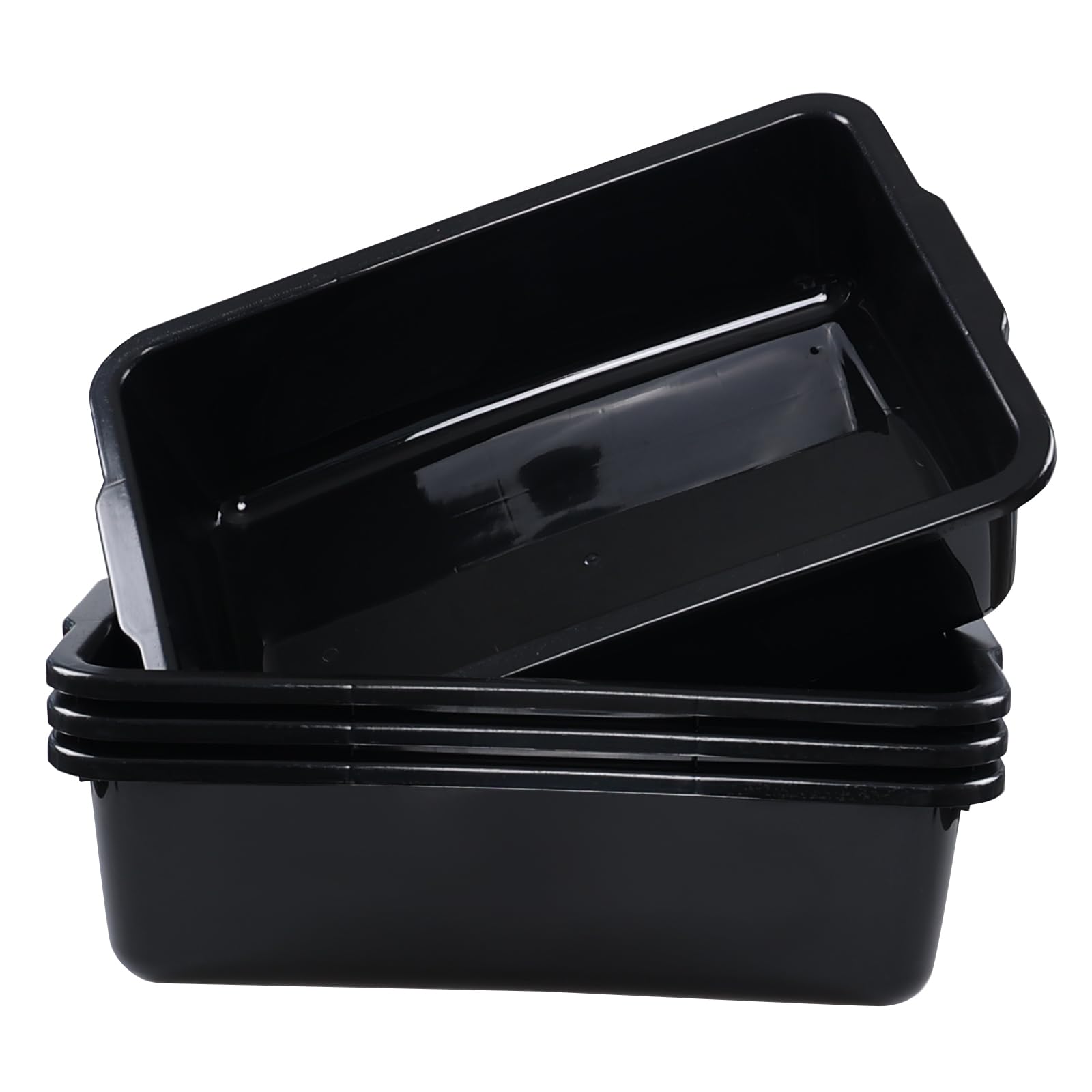 Sadstory Black Plastic Commercial Bus Tub, 35 L Plastic Large Bus Box, 4 Packs