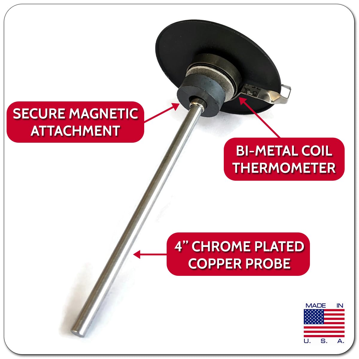 Midwest Hearth Probe Thermometer for Wood Stove with Double Wall Flue Pipe (Made in USA)