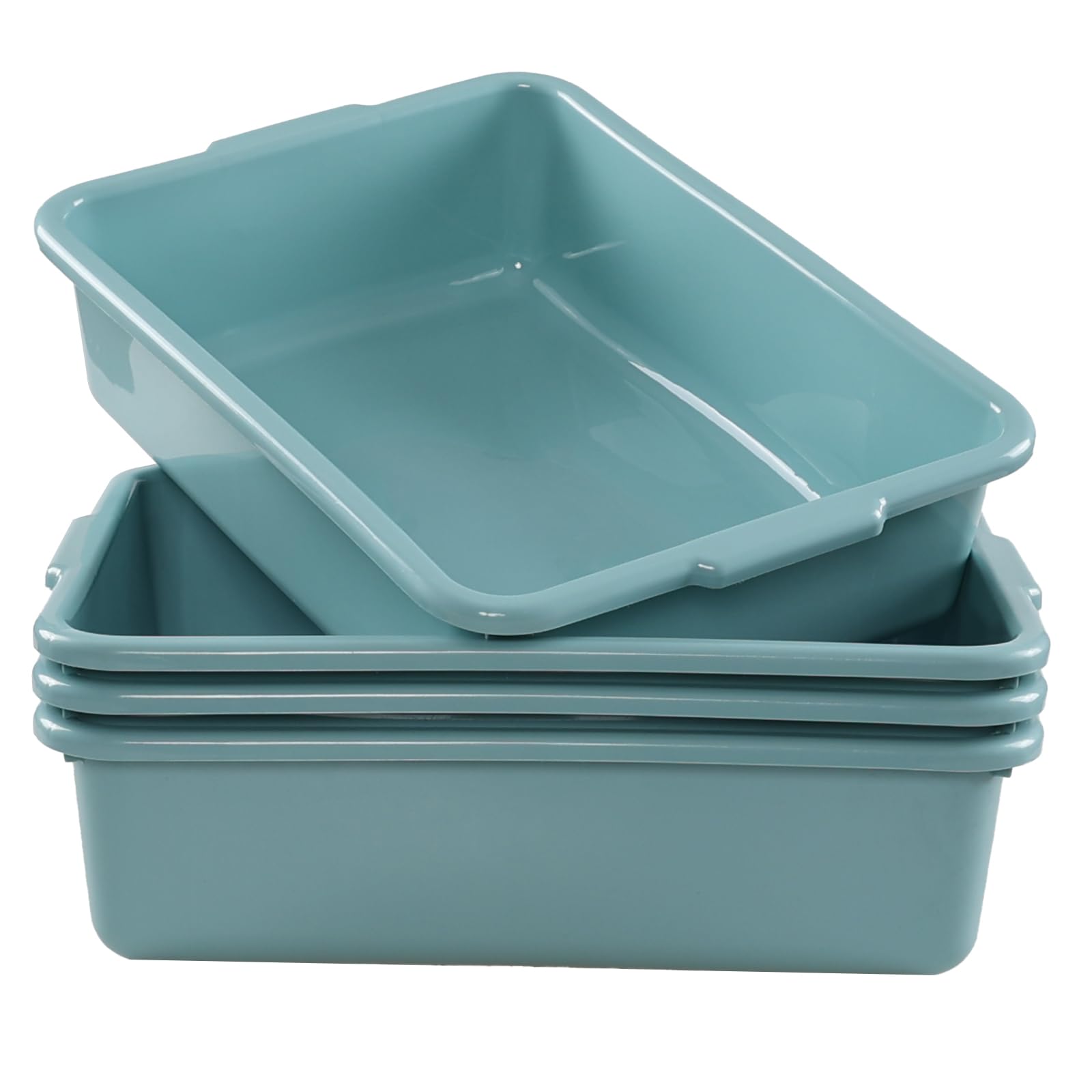 Yuright 4 Pack 13 L Plastic Bus Tub, Commercial Bus Box, Mint Green