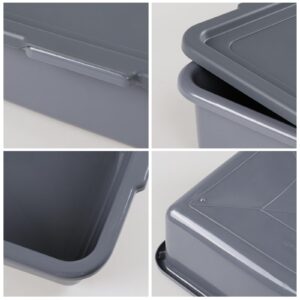 Joyeen 13 Liters Plastic Bus Tray with Lids, Grey Commercial Bus Box Tote Box Set of 3