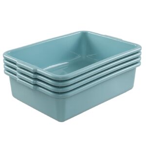 Yuright 4 Pack 13 L Plastic Bus Tub, Commercial Bus Box, Mint Green