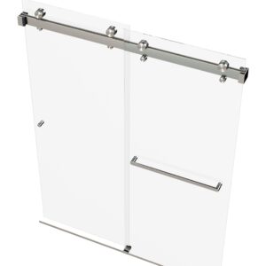 Eurotech Showers VITRA-200 56.5-60" W x 78" H Twinglide Frameless Shower Door w/ 3/8" Clear Tempered Glass (Brushed Nickel)