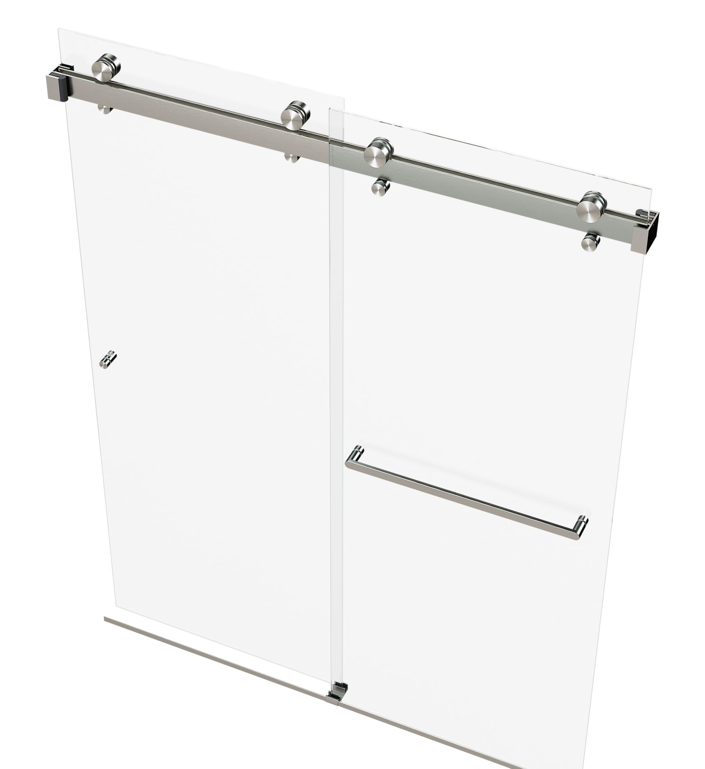 Eurotech Showers VITRA-200 56.5-60" W x 78" H Twinglide Frameless Shower Door w/ 3/8" Clear Tempered Glass (Brushed Nickel)