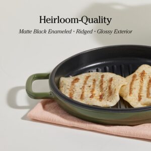 Our Place Cast Iron Hot Grill | Toxin-Free, 10.5" Round, Enameled Cast Iron Grill Pan | Indoor Serious Searing & Grill Marks | Oven Safe up to 500°F | Easy to Clean & Maintain | Char