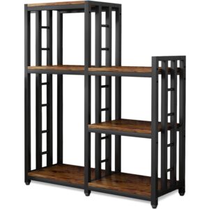 brightshow kitchen storage shelf bakers rack, 6-tier coffee bar table, kitchen microwave & mini fridge stand shelves for spices, pots and pans (52 x 40 x 17.5inch)