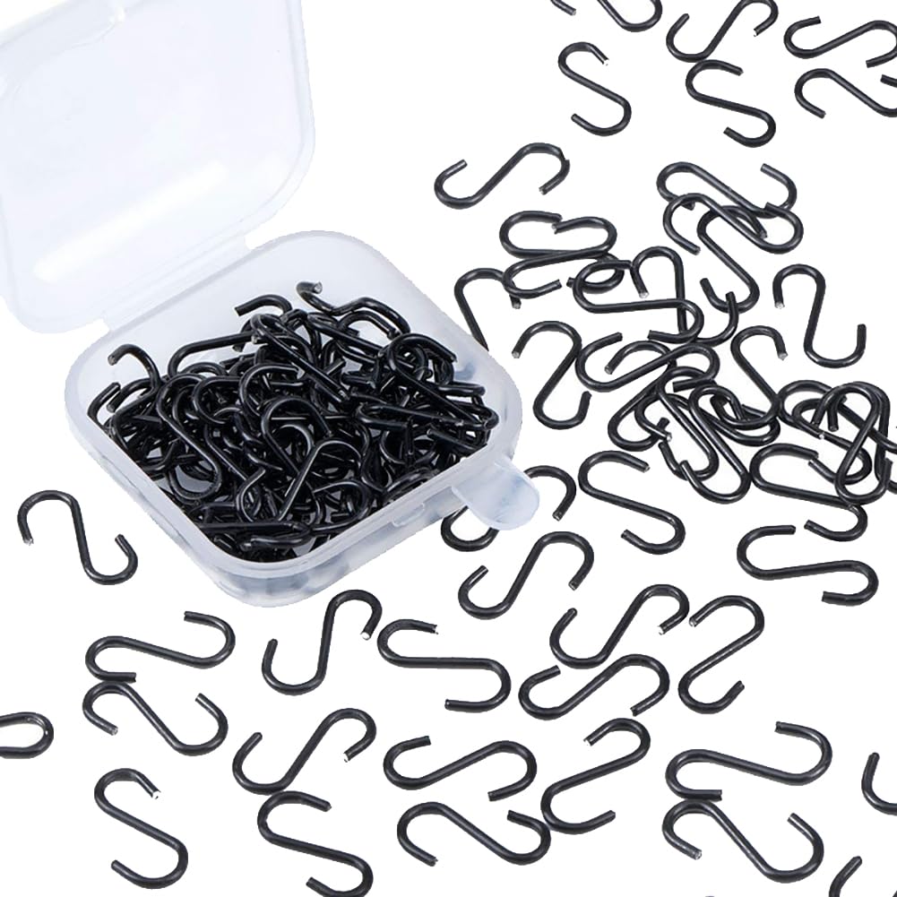 UUYYEO 100 Pcs Mini Craft Hooks S Shaped Hooks Connectors Jewelry Hanging Wire Hook Non Slip Hooks Ornament Storage Hooks Black