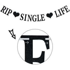 Rip Single Life Banner, Bride or Groom to Be, From Miss to Mrs, Tomorrow We Do, Glittery Funny Rude Bachelorette Party Decorations Supplies