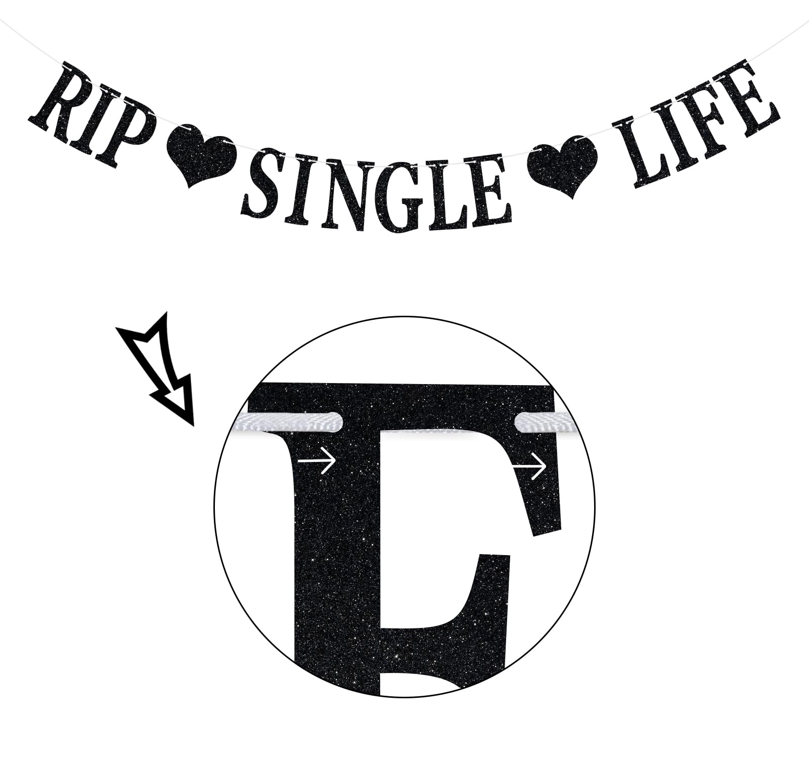 Rip Single Life Banner, Bride or Groom to Be, From Miss to Mrs, Tomorrow We Do, Glittery Funny Rude Bachelorette Party Decorations Supplies