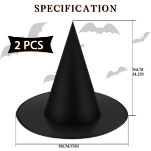 TiurDin Black Halloween Witch Hat Floating Witch Hats Hanging Wizard Hat for Halloween Party Decorations 2 Pack