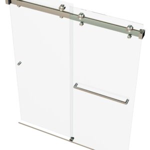 Eurotech Showers VITRA-200 56.5-60" W x 78" H Twinglide Frameless Shower Door w/ 3/8" Clear Tempered Glass (Brushed Nickel)