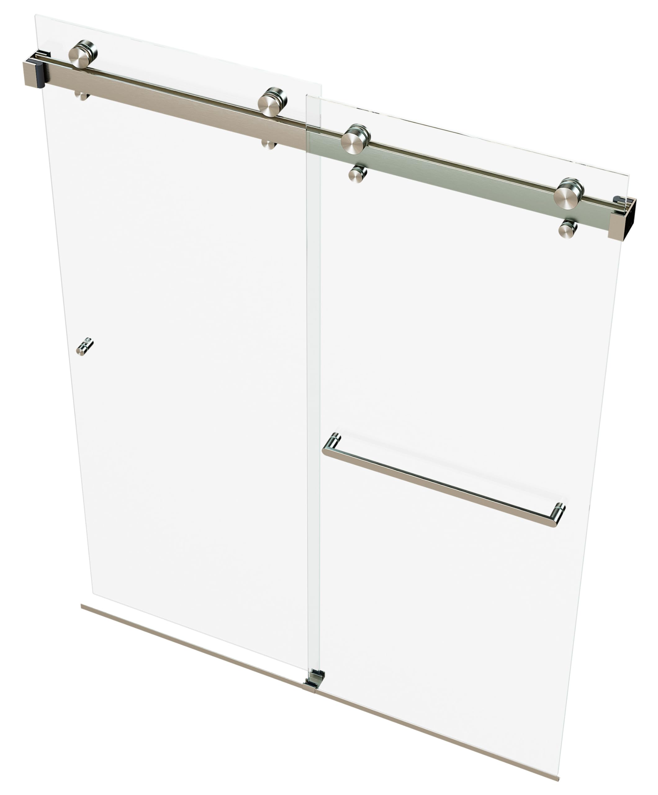 Eurotech Showers VITRA-200 56.5-60" W x 78" H Twinglide Frameless Shower Door w/ 3/8" Clear Tempered Glass (Brushed Nickel)