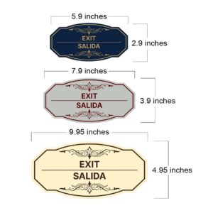 Signs ByLITA Victorian Exit/Salida Bilingual Sign (Brushed Gold) - Large