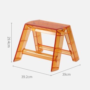 HM&DX Acrylic Folding Protable Step Ladder,Step Stools for Adults,1 Steps Adults,Small Foldable Chaie,Transparent Stool for Indoor Outdoor Library Kitchen(39.2 * 39 * 29.4cm, Transparent)