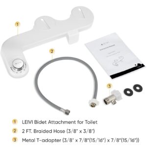 LEIVI Bidet Attachment for Toilet, Ultra-Slim Bidets for Existing Toilets with Dual Nozzle, Hygienic Toilet Bidet, Fresh Cold Water Sprayer, Adjustable Water Pressure