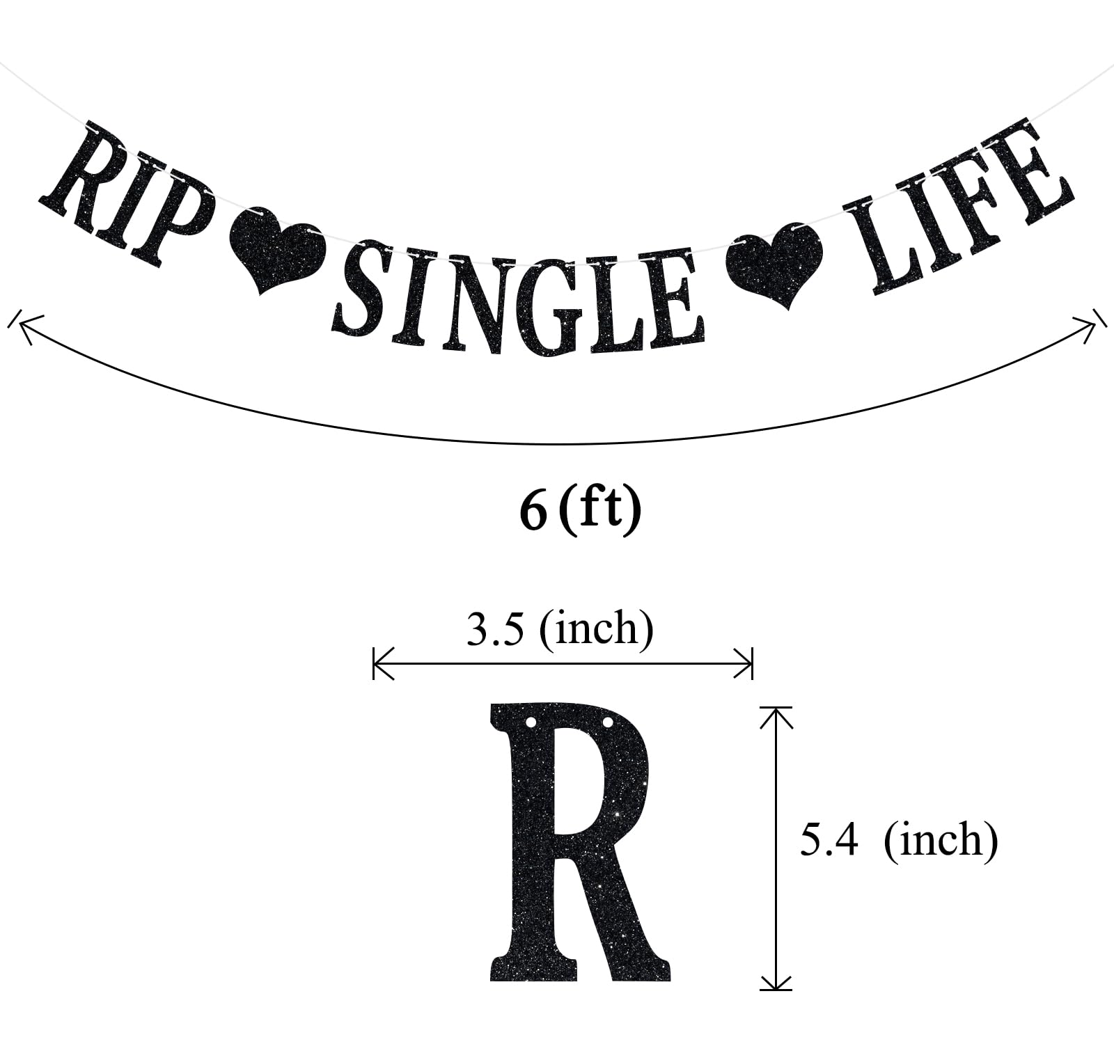 Rip Single Life Banner, Bride or Groom to Be, From Miss to Mrs, Tomorrow We Do, Glittery Funny Rude Bachelorette Party Decorations Supplies