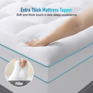 Extra Thick Mattress Topper King Size, Pillow top Mattress Pads Cover for Ultimate Comfort, Overfilled 1300 GSM Down Alternative Filling with 8-21 Inch Deep Pocket (78x80 in,White)