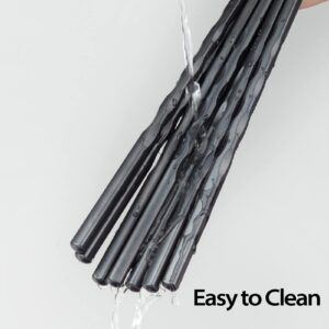 2 Pairs 12.6 Inches (32cm) Cooking Extended Chopsticks Reusable, Fiberglass Chop Sticks for Kitchen Noodles Frying Hotpot, Japanese Chinese Extra Long Anti-Slip Chopsticks Dishwasher Safe, Black