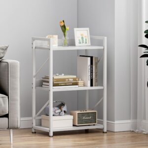 FUTRWORE Small Bookshelf for Small Spaces,Modern 3 Tier Bookcase Night Stand, Narrow Book Shelf Organizer, Small Shelf Open Display Rack for Bedroom, Living Room, Home Office(White)