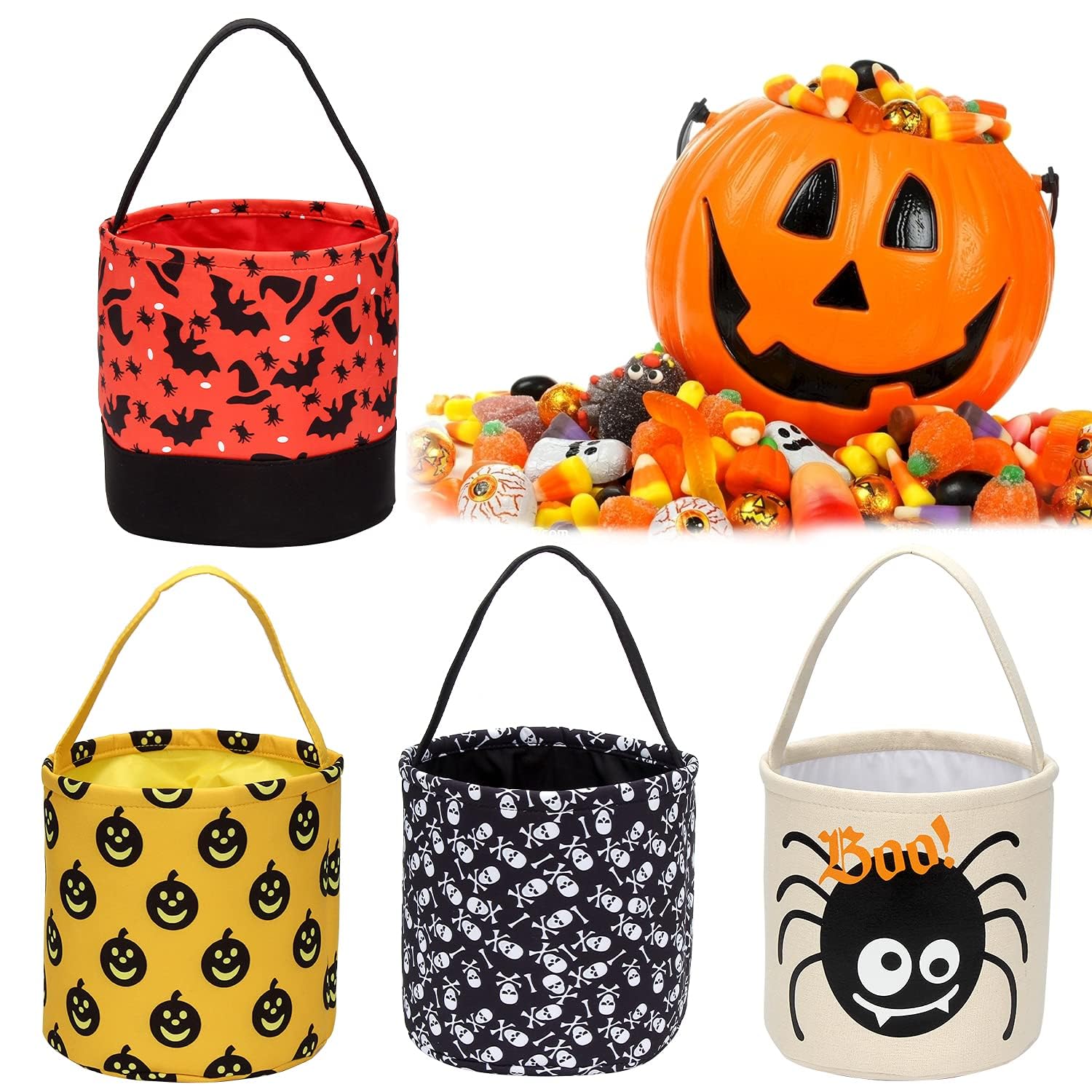 PKONEWNO Halloween Candy Buckets Bag Halloween Candy Basket Halloween Trick or Treat Bags Tote Gift Bags