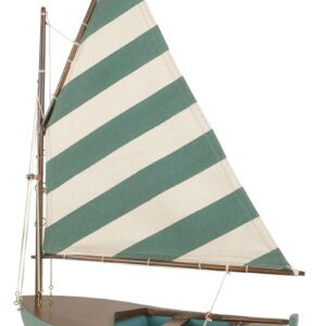 SAILINGSTORY Wooden Sailboat Model Ship Catboat Sail Boat Decor Sailing Boat Model Grey Green