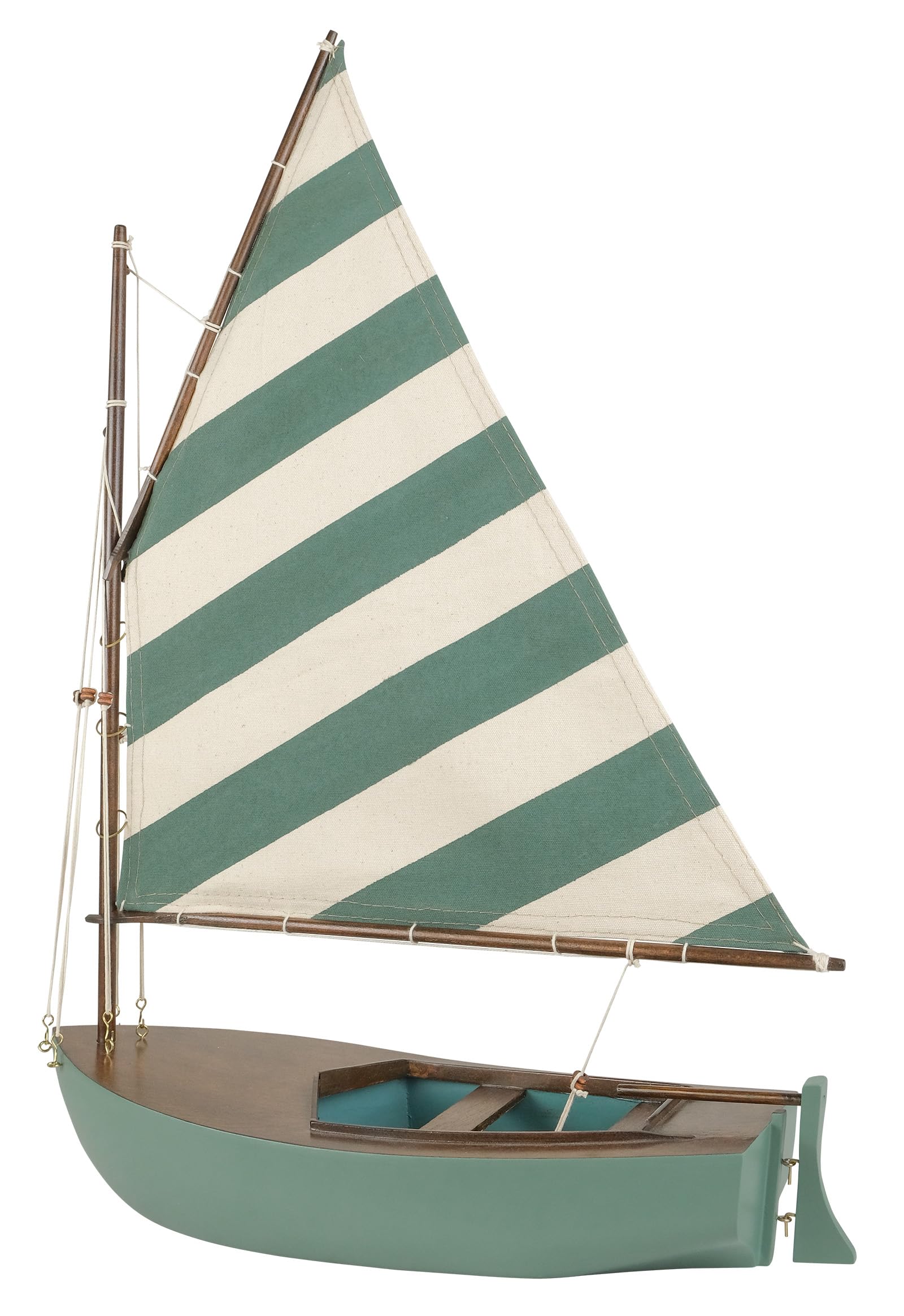 SAILINGSTORY Wooden Sailboat Model Ship Catboat Sail Boat Decor Sailing Boat Model Grey Green