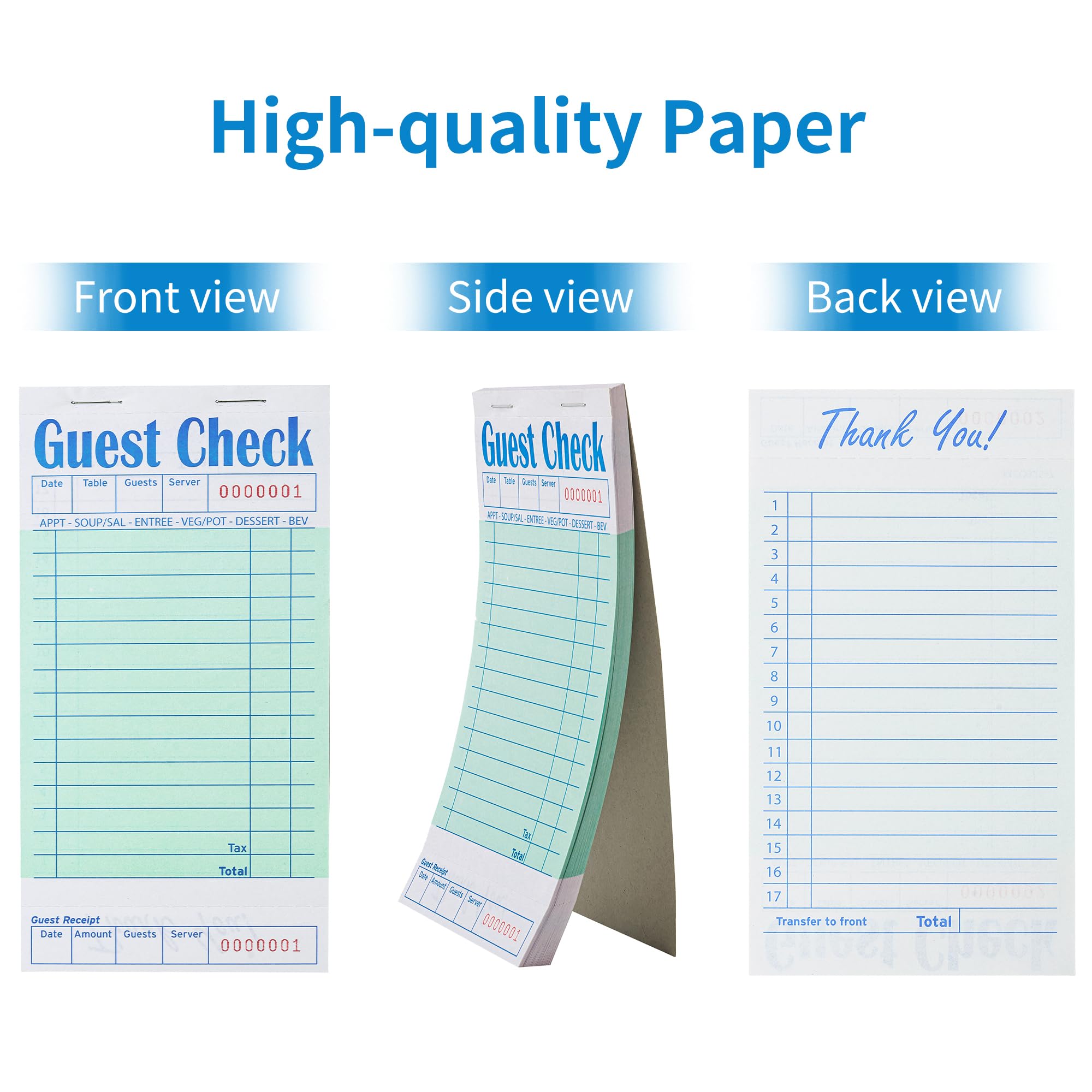 ZPARIK 6 Pack Guest Checks Books for Servers Server Note Pads, Waiter Checkbook, Waitress Notepad for Restaurants, Paper Checks 50 Sheets/Pack, 300 Total Tickets