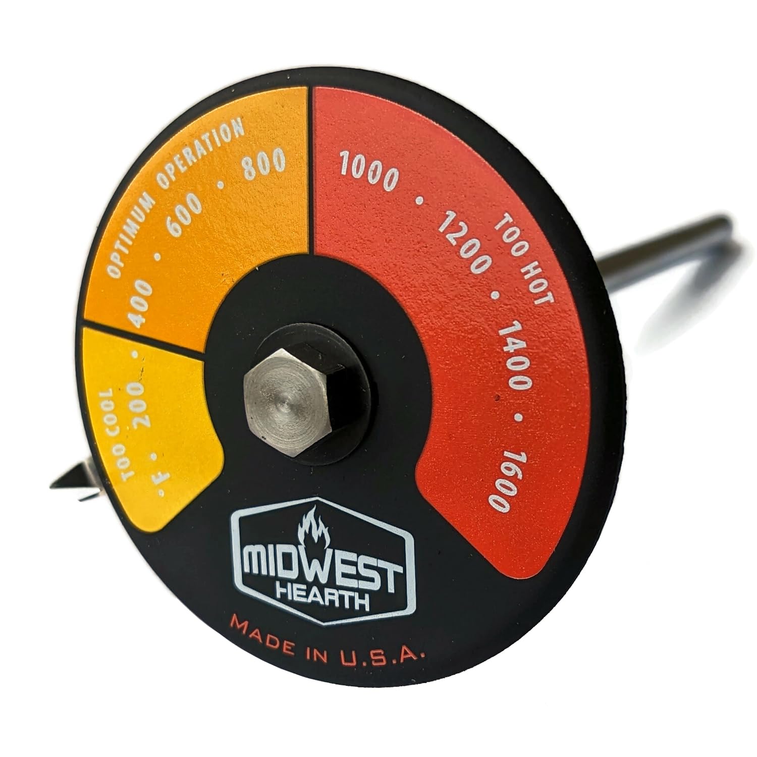 Midwest Hearth Probe Thermometer for Wood Stove with Double Wall Flue Pipe (Made in USA)