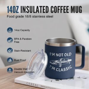 NOWWISH Christmas Gifts for Men, Retirement Gifts for Him, Funny Birthday Gifts for Husband, Grandpa, Dad Coffee Mug on Fathers Day (14oz, Navy Blue)