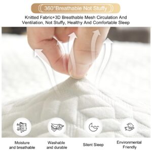 Fiberluxury 3 Inch Gel Memory Foam Cooling Mattress Topper Queen Size, Mattress Pad Cover for Pressure Relief, Bed Topper with Removable Cover，Soft & Breathable