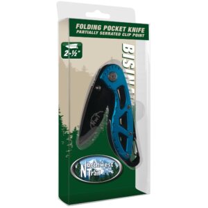 Performance Tool W9384 Northwest Trail 2 1/2" Bisina Folding Pocket Knife, Serrated Clip Point, Stainless Steel