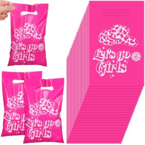 clysee 50 pcs let's go girls party favor bags goodie bags bachelorette gift bags with handles plastic candy bags western cowgirl small gift bags bulk for bachelorette bridal shower birthday party