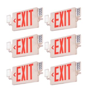 vevor led exit sign with emergency lights, two heads emergency exit light with battery backup, combo red letter fire exit lighting, commercial exit signs for business, white tested to ul standards