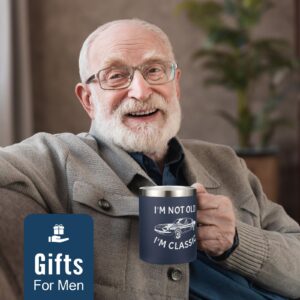 NOWWISH Christmas Gifts for Men, Retirement Gifts for Him, Funny Birthday Gifts for Husband, Grandpa, Dad Coffee Mug on Fathers Day (14oz, Navy Blue)