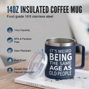 NOWWISH Christmas Gifts for Men - Men Coffee Mug - Funny Birthday Fathers Day White Elephant Gifts for Men Old People Him Husband, Grandpa, Dad, Father (14oz, Navy Blue)