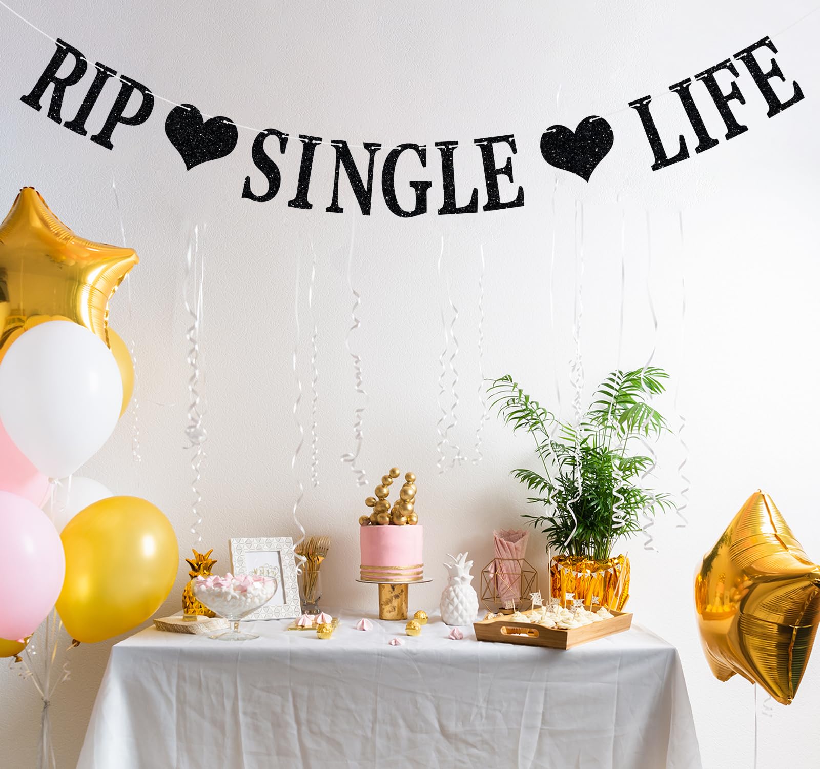 Rip Single Life Banner, Bride or Groom to Be, From Miss to Mrs, Tomorrow We Do, Glittery Funny Rude Bachelorette Party Decorations Supplies