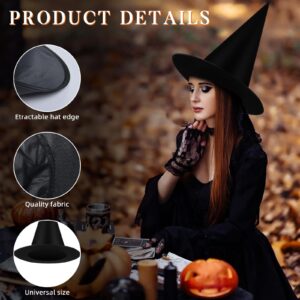 TiurDin Black Halloween Witch Hat Floating Witch Hats Hanging Wizard Hat for Halloween Party Decorations 2 Pack