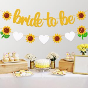 Bride To Be Banner Sunflower Bridal Shower Banner Sunflower Garland for Engagement Wedding Bachelorette Hen Party Supplies Glitter Gold Decoration