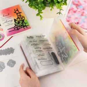 40 Pages A6 Clear Stamps Storage Embossing Folder Storage Photo Storage Album Seal Bags Storage Keeper Cards Folder Storage Bag for DIY Scrapbooking Arts Crafts Collecting Bags