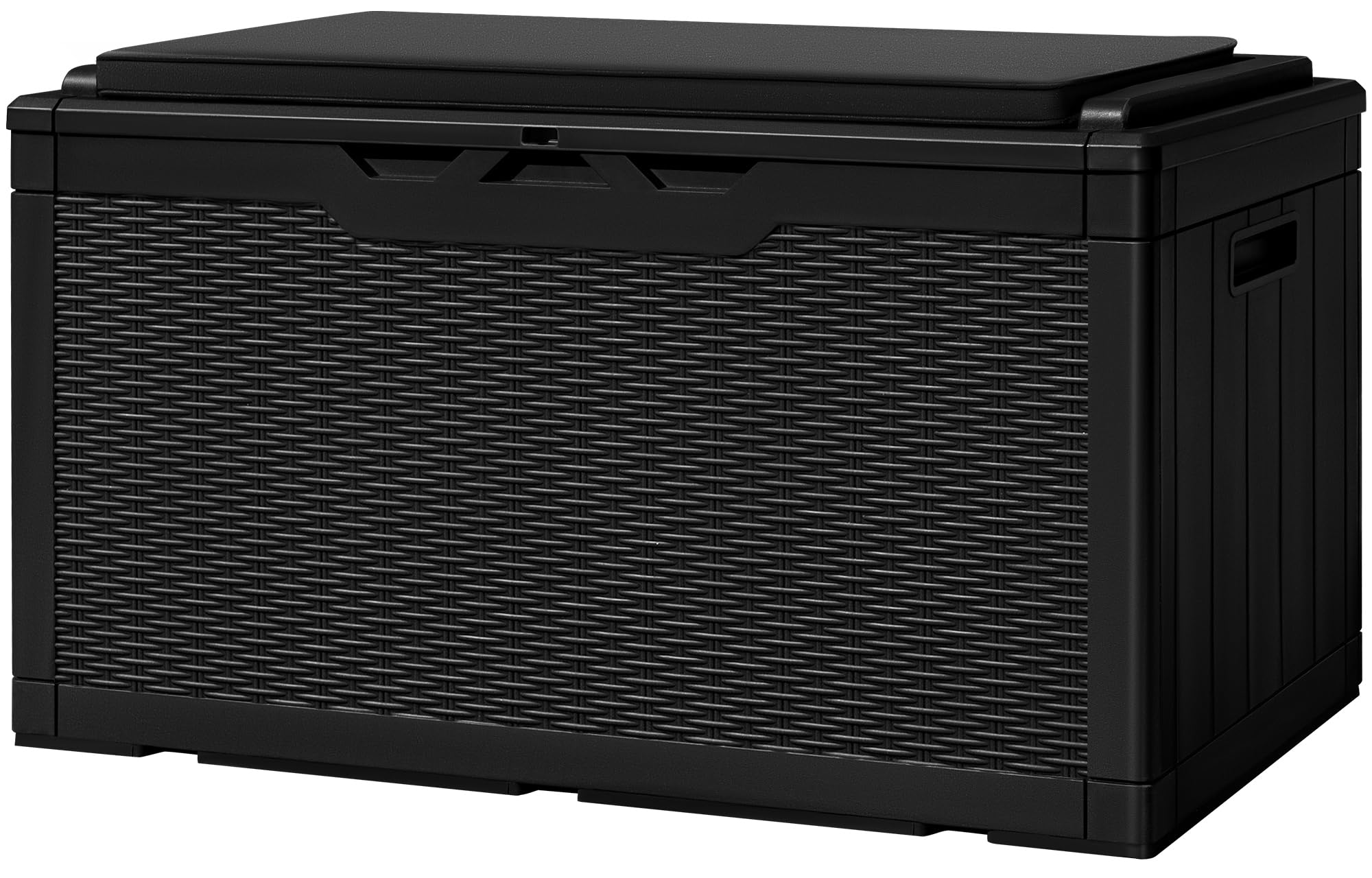 Greesum 100 Gallon Resin Deck Box Large Outdoor Storage with Cushions for Patio Furniture, Garden Tools, Pool Supplies, Weatherproof and UV Resistant, Lockable, Dark Black