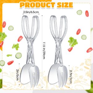 Tioncy Set of 12 Plastic Salad Scissor Tongs 11.2 Inches Plastic Tongs for Serving Reusable Food Salad Tongs for Serving Clear Serving Utensils Chef Cooking Kitchen Buffet Party Catering Supplies